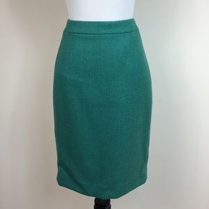 Jcrew No 2 Pencil Skirt Wool Green Size 00